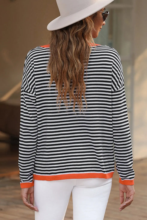 'Jolene' Striped Drop Shoulder T-Shirt - Celes Fashion